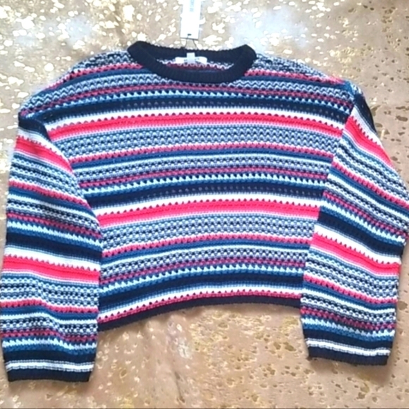 BB Dakota Striped Open Knit Crew Neck Sweater - Picture 7 of 10